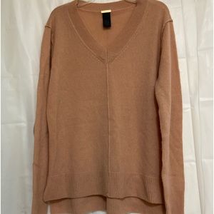 Magashoni 100% cashmere v- neck dark tan sweater  SZ  S/P